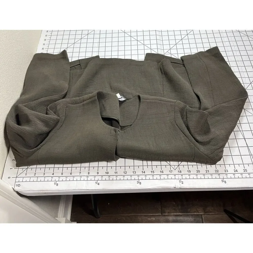 EILEEN FISHER Jacket Large Collarless Rayon Silk Blend Textured Brown Hook‎ Eye